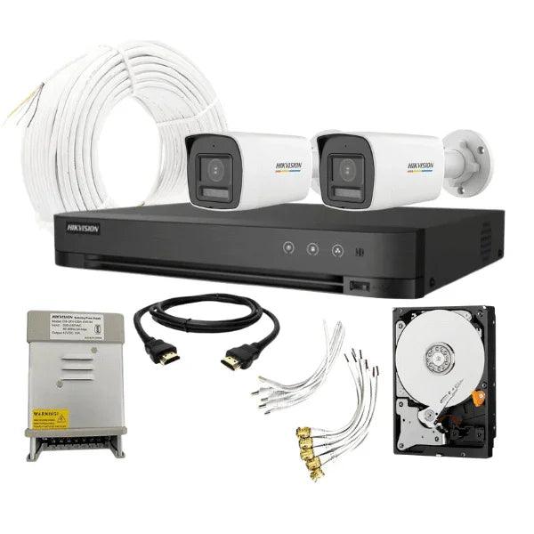 2MP Hikvision CCTV Camera Full Set Combo Kit - 2 Bullet Cameras + 4CH DVR + 500GB HDD