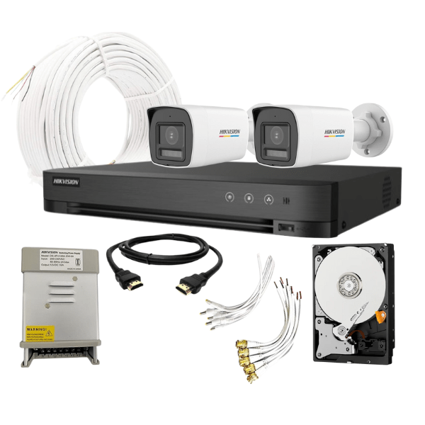2MP Hikvision CCTV Camera Full Set Combo Kit - 2 Bullet Cameras + 4CH DVR + 500GB HDD